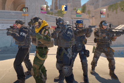 Imagem do jogo Counter-Strike 2, da desenvolvedora Valve, destacando a ação do combate.