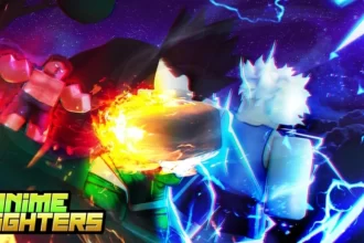 Anime Fighters Simulator no Roblox: personagens em ação em um emocionante combate.