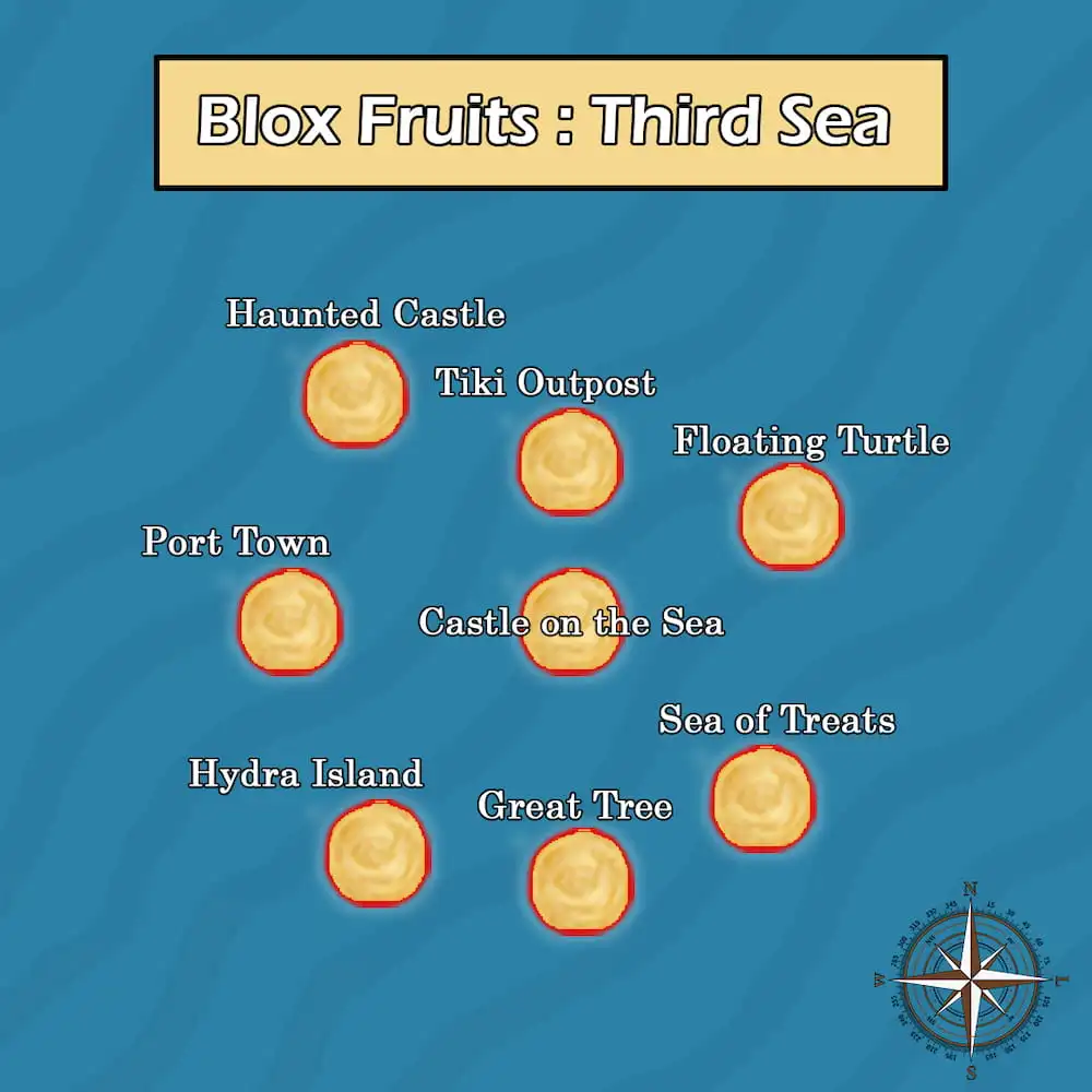 Mapas de Blox Fruits: Todas as ilhas e níveis dos três mares Mapas de Blox Fruits: Todas as ilhas e níveis dos três mares