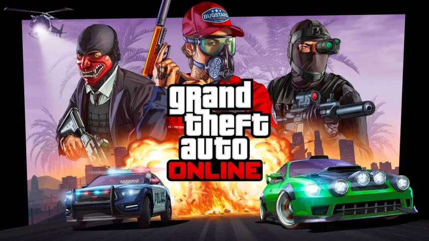 Aventura intensa em GTA V Online com missões emocionantes e mundo aberto.