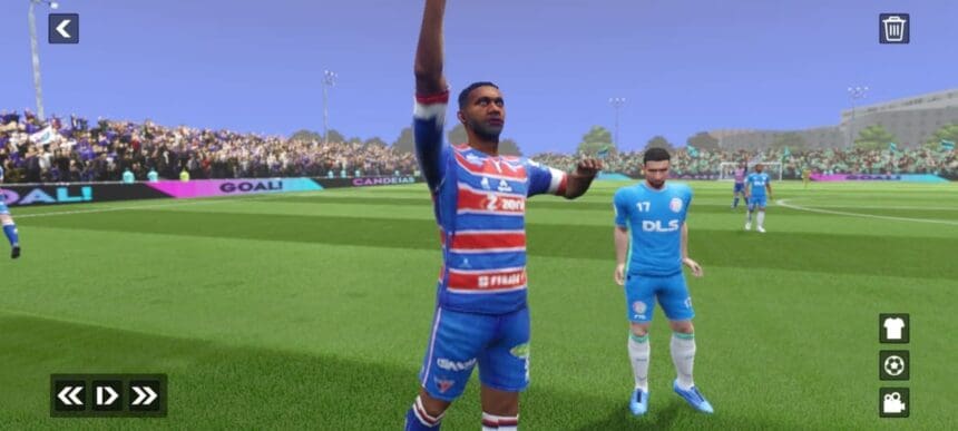Kits do Fortaleza para Dream League Soccer em destaque na imagem.