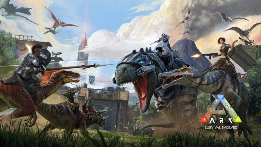 ARK: Survival Evolved, um jogo de sobrevivência com dinossauros e aventuras emocionantes.