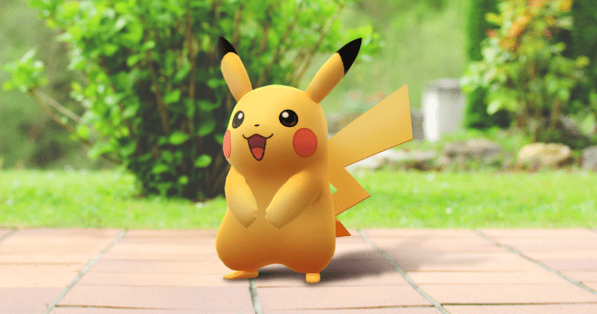 Pikachu em Pokémon Go, capturado em uma aventura emocionante no mundo dos pokémons.
