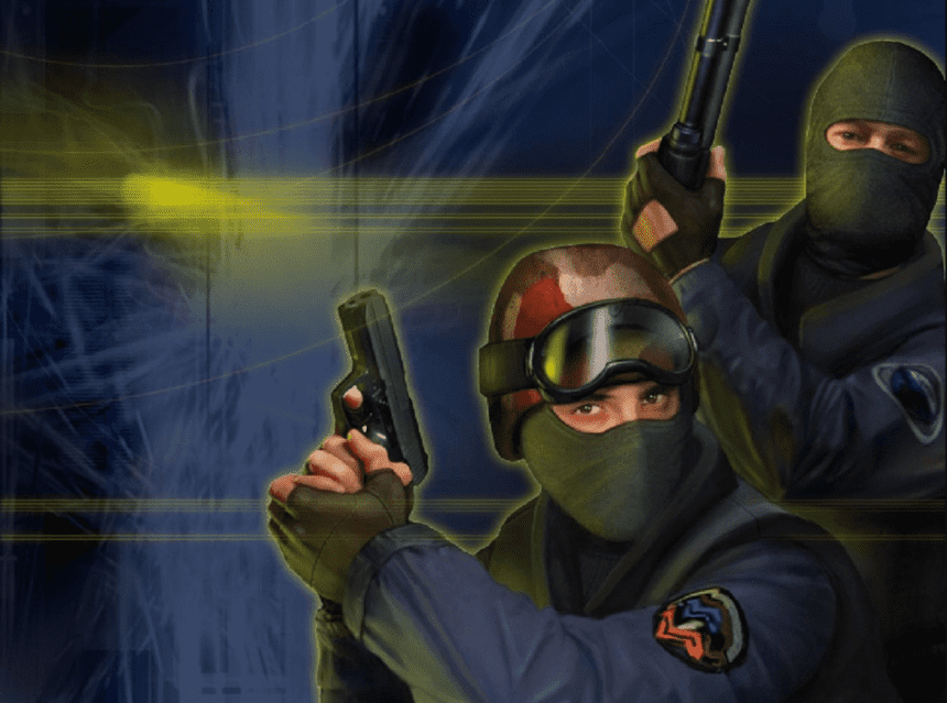 Imagem do jogo Counter-Strike 1.6 com gráficos icônicos e jogabilidade clássica.