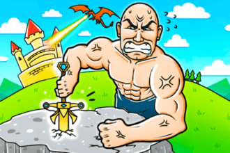 Jogador tentando puxar uma espada no jogo Pull-a-Sword do Roblox.