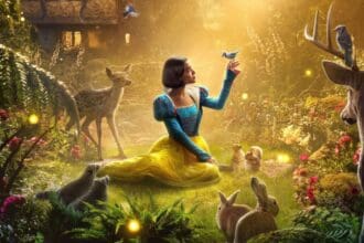 Branca de Neve da Disney: A clássica princesa em uma cena mágica encantadora.