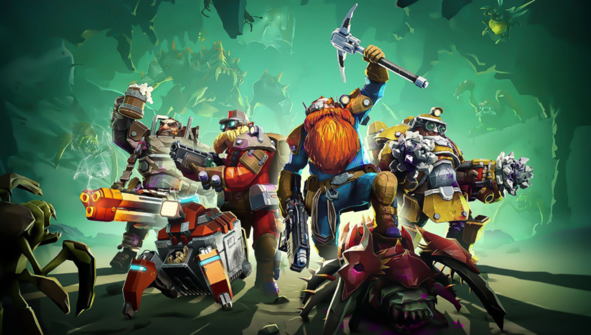 Imagem do jogo Deep Rock Galactic, desenvolvido pela Ghost Ship Games.