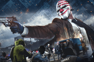 Personagens de Payday 2 em ação em um cenário de assalto emocionante.