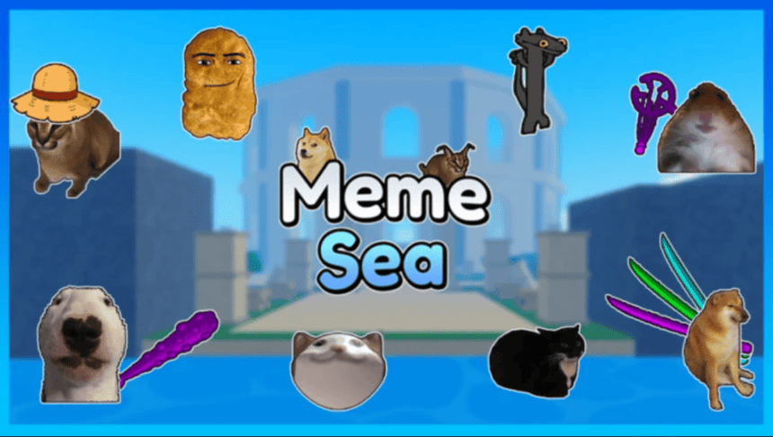 Códigos de memes populares do Roblox no mar de criatividade.