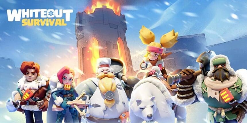 Sobrevivência em um ambiente de neve intensa no jogo Whiteout Survival.