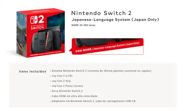 Nintendo anuncia Switch 2 mais barato no Japão, mas com trava de região Nintendo anuncia Switch 2 mais barato no Japão, mas com trava de região