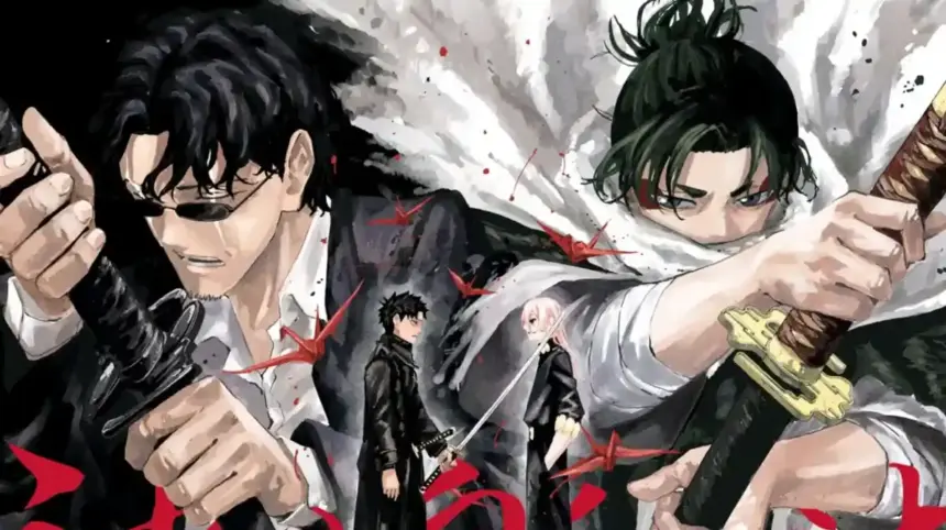 Lançamento do capítulo 82 de Kagurabachi com ilustração de Takeru Hokazono.