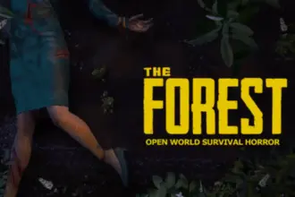 Jogadores de The Forest jogando com crossplay no ambiente de floresta.