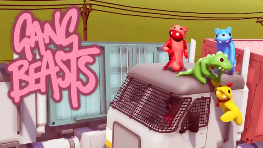 Gang Beasts com suporte a crossplay para jogadores de várias plataformas.