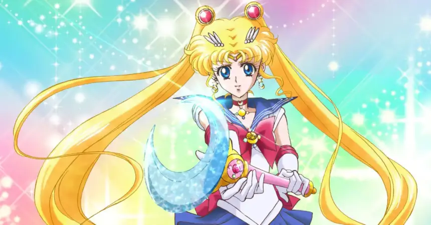 Ordem cronológica de Sailor Moon com créditos de Naoko Takeuchi.