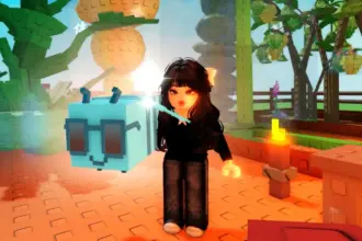 Pets de Grow a Garden jogando com plantas em Roblox.